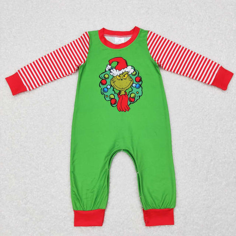 LR0579 baby boy clothes green cartoon boy christmas romper