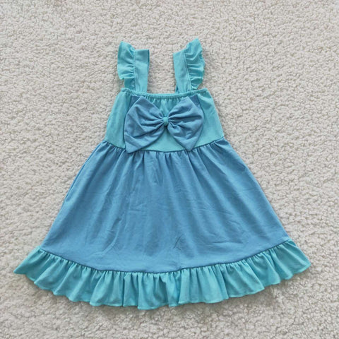 GSD0341 kids clothes girls blue princess dress girl party dress