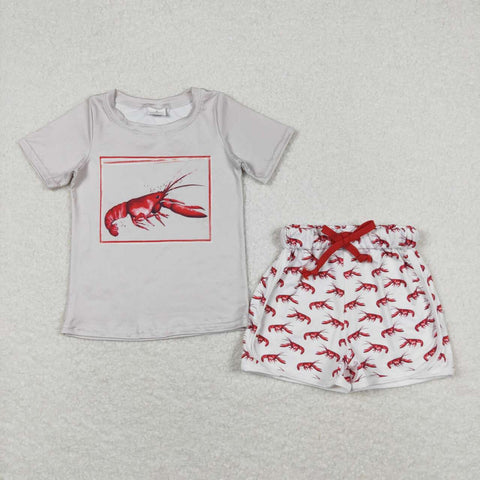 BSSO0745 RTS baby boy clothes crawfish toddler boy summer outfits 3-6M to 7-8T