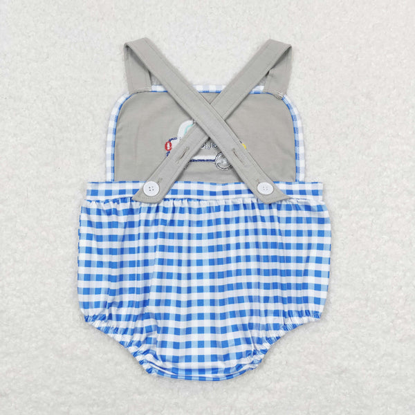 SR0997 RTS baby boy clothes embroidery  police blue boy summer romper newborn summer clothes