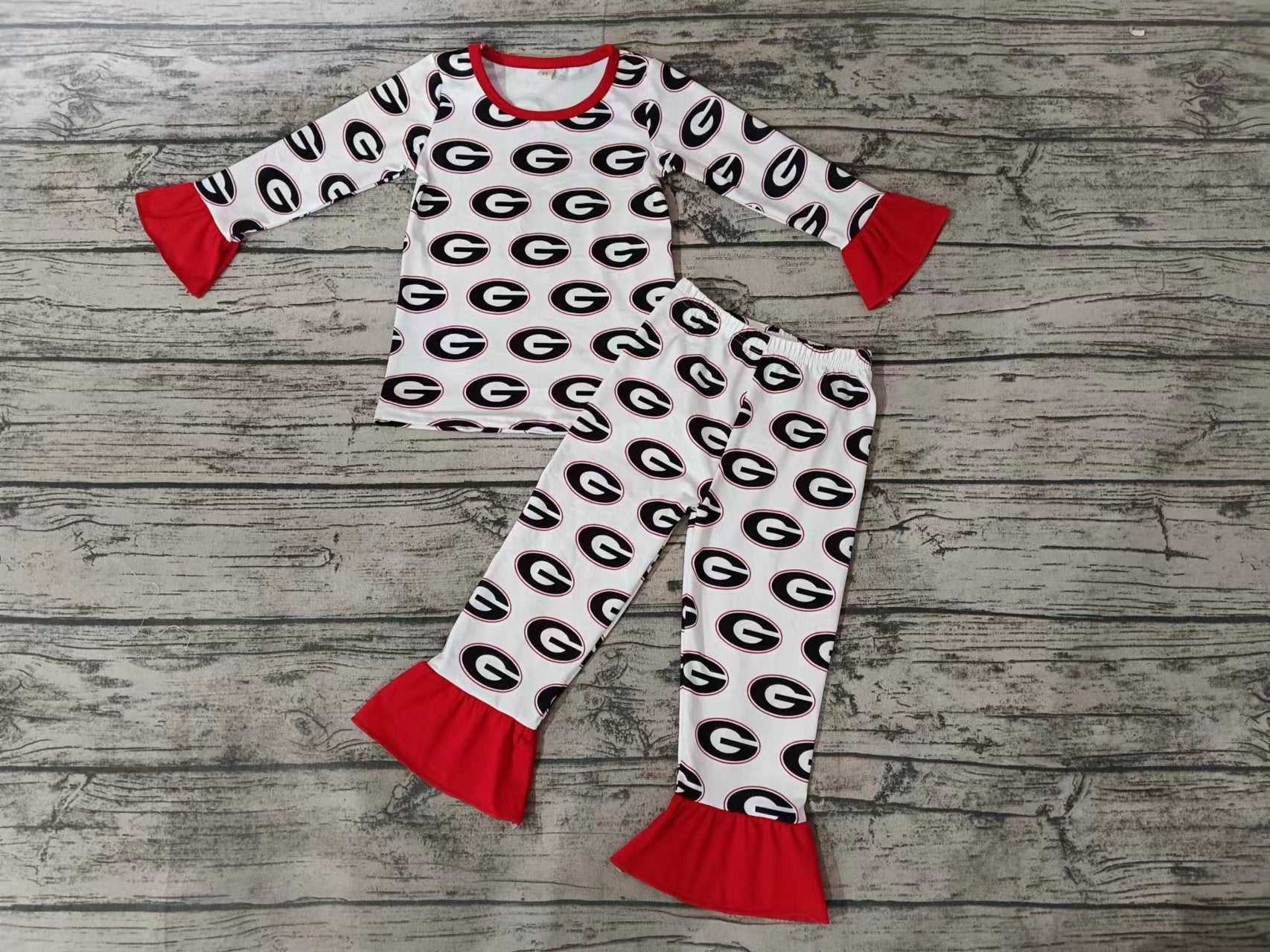 Custom order moq 3pcs each design toddler girl clothes state girl winter pajamas set 2