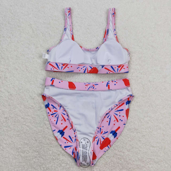 S0334 RTS adult clothes Adult mom 4th of July patriotic print Summer Swimsuit adult bikini