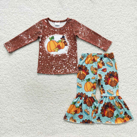 GLP0683 toddler girl clothes turkey girl thanksgiving outfit