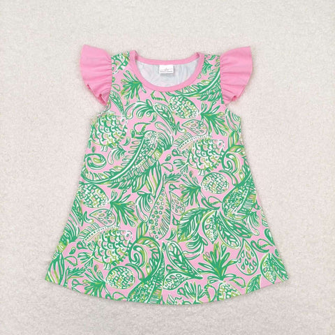 GT0561 RTS baby girl clothes green painting girl summer tshirt summer top