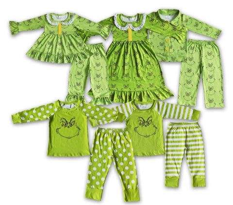 toddler clothes green kids matching christmas pajamas