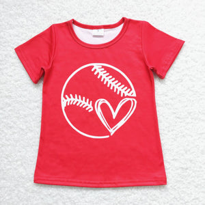 GT0430 baby girl clothes red baseball valentine summer top baby baseball clothes