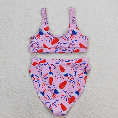 S0334 RTS adult clothes Adult mom 4th of July patriotic print Summer Swimsuit adult bikini 11