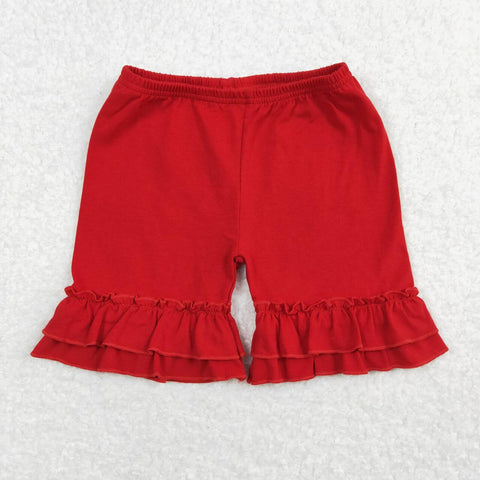 SS0184 RTS toddler clothes red ruffle girl summer shorts cotton summer bottom
