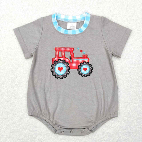 SR0488 baby boy clothes heart truck embroidery boy valentines day bubble