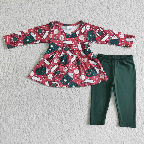 6 A18-29 baby girl clothes green christmas outfits - promotion 2023.10.21