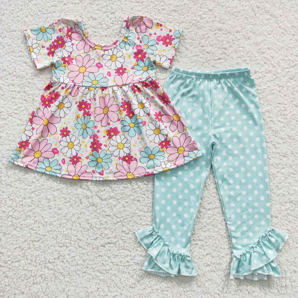 GSPO0618 baby girl clothes floral outfit girl fall clothing set