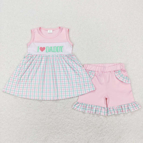 GSSO0441 baby girl clothes I love daddy embroidery father's day outfit girl summer outfits