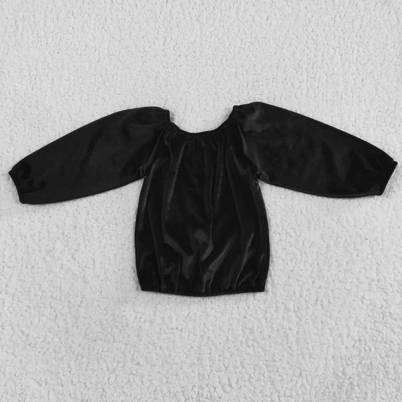 GT0198 toddler girl clothes black velvet winter top