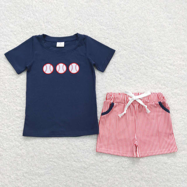 BSSO0351 baby boy clothes boy summer shorts set embroidery toddler baseball outfit