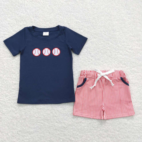BSSO0351 baby boy clothes boy summer shorts set embroidery toddler baseball outfit