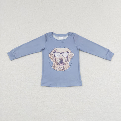 BT0391 baby boy clothes dog blue boy winter shirt