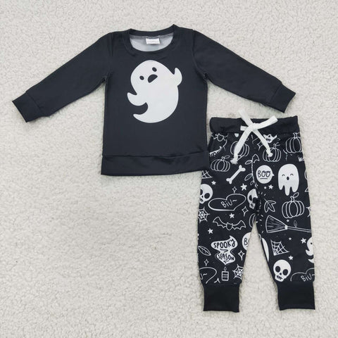 BLP0255 toddler boy clothes black ghost boy halloween outfit