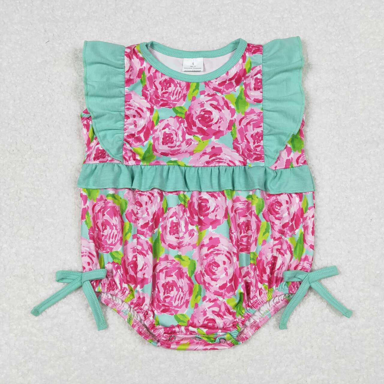 SR1034 RTS baby girl clothes pink flower toddler girl summer bubble