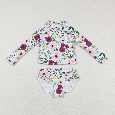 S0180 baby girl clothes floral girl swimsuit swimwear beach wear