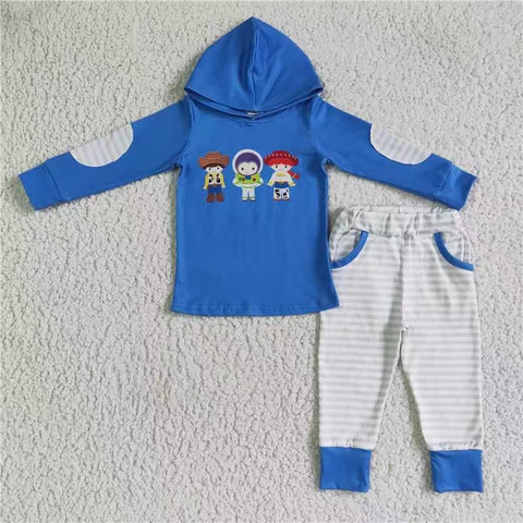 BLP0099 kids clothes boys hoodies blue cartoon boy winter hoodies set