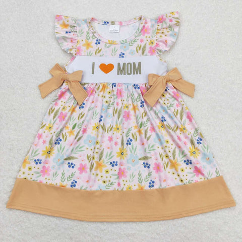 GSD0890 RTS toddler clothes embroidery I love mom baby girl summer dress