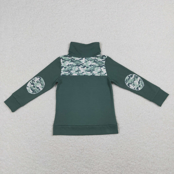 BT0381 toddler boy clothes green dinosaur boy winter top