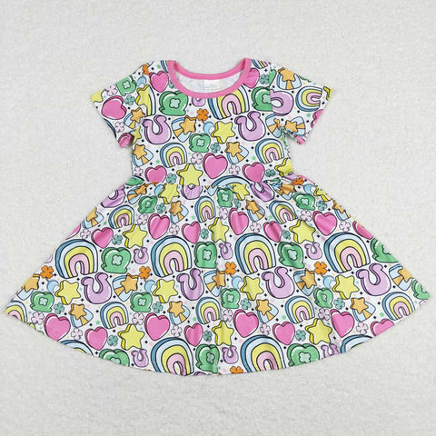 GSD0537 baby girl clothes girl St. Patrick's Day dress toddler spring twirl dress