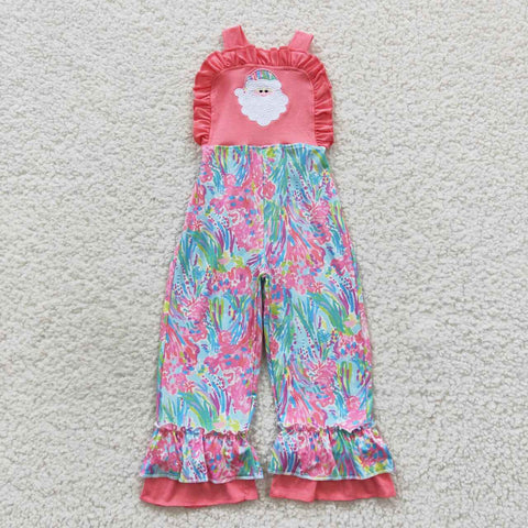 SR0404 kids clothes girls santa claus embroidery girl christmas jumpsuit