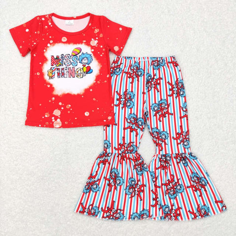 GSPO0917 toddler girl clothes dr.seuss outfit girl bell bottom outfit