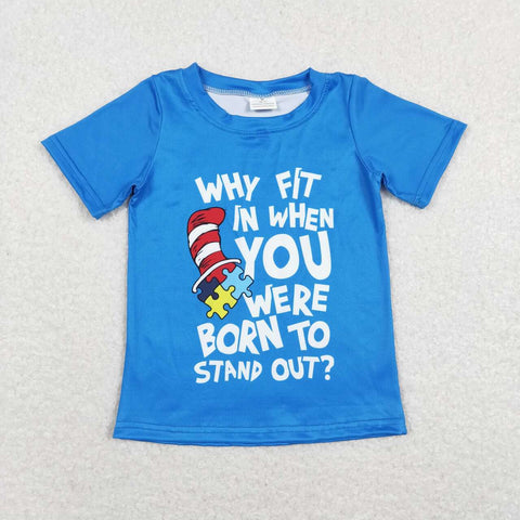 BT0479 toddler boy clothes dr.seuss blue boy tshirt  top