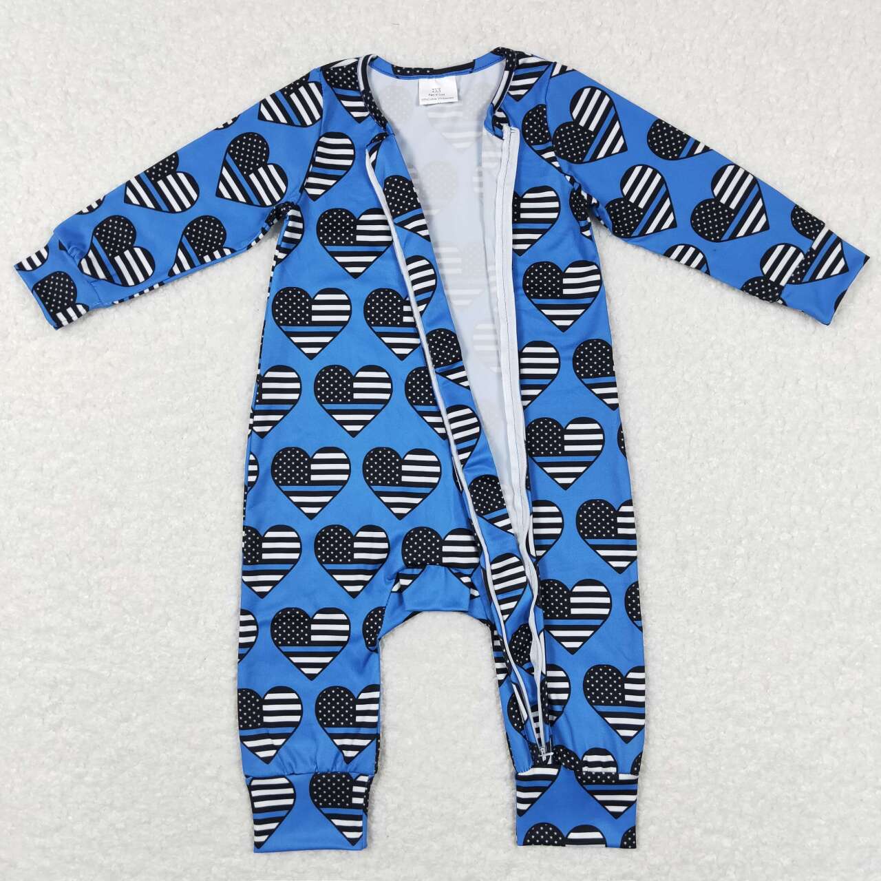 LR0850 baby boy clothes blue police zipper  boy winer romper