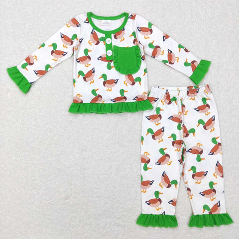 GLP1016 baby girl clothes mallard duck girl winter pajamas set