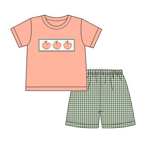 Order Deadline：12th May. Split order baby boy clothes peach boy summer shorts set