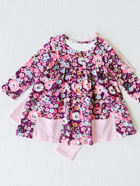 GLP0995 toddler girl clothes floral pocket girl winter outfit 1
