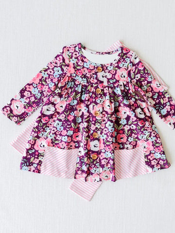 GLP0995 toddler girl clothes floral pocket girl winter outfit