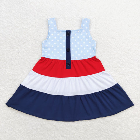 GSD0900 RTS toddler clothes star 4th of July patriotic baby girl summer dress