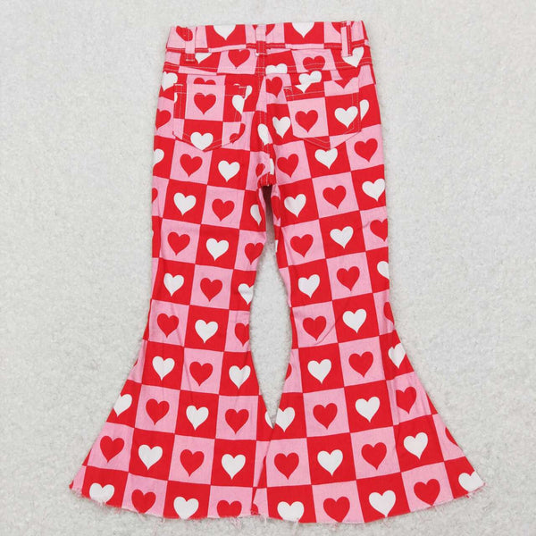 P0324 toddler girl clothes girl valentines day clothes heart toddler bell bottom jeans