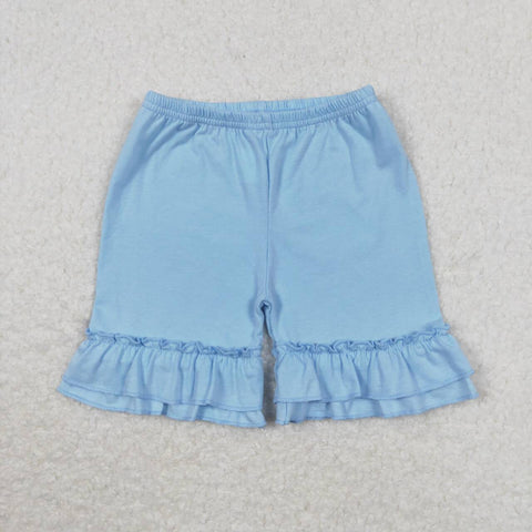 SS0183 RTS toddler clothes blue ruffle girl summer shorts cotton blue bottom