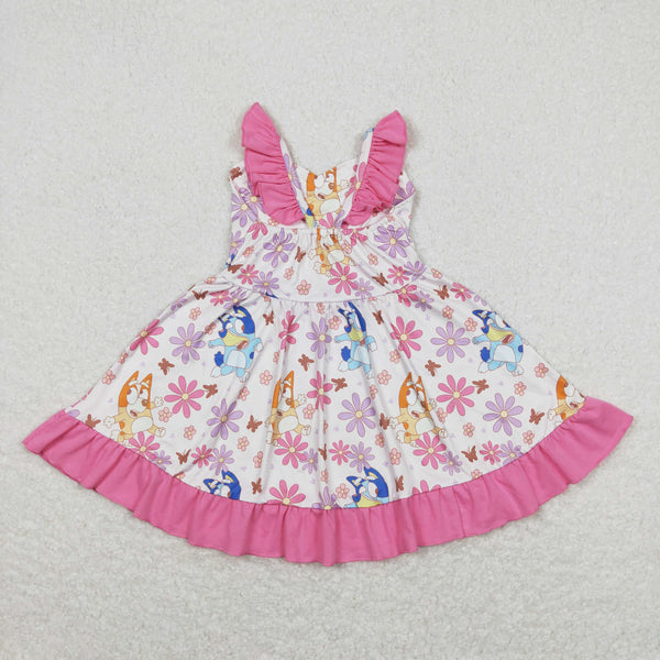 GSD0865 baby girl clothes cartoon dog pink girl summer dress 1