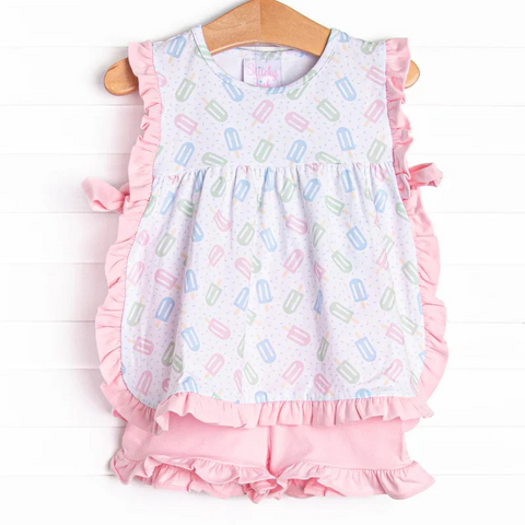 Order Deadline:7th May. Split order baby girl clothes popsicle girl summer shorts set