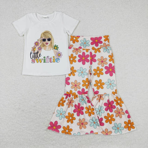 GSPO1429 RTS baby girl clothes flower singer girl bell bottoms outfit 1