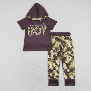 BSPO0274 baby boy clothes mama's boy outfit boy mother's day clothes fall  spring set camouflage hooded outfit