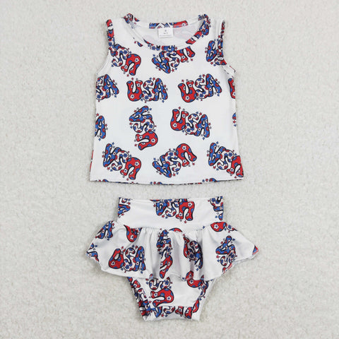 GBO0225 baby girl clothes girl 4th of July patriotic usa summer bummies set