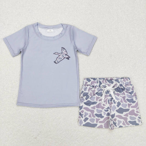 BSSO0322 baby boy clothes  mallard hunting clothes camo toddler boy summer shorts set