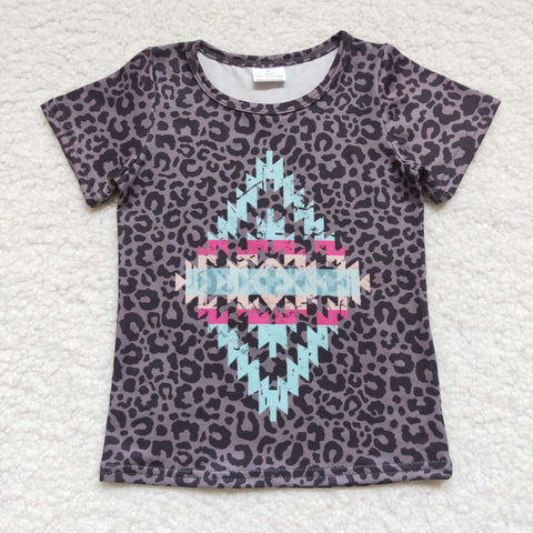 GT0239 kids clothes girl leopard girl summer tshirt