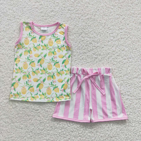 GSSO0322 baby girl clothes lemon girl summer outfits