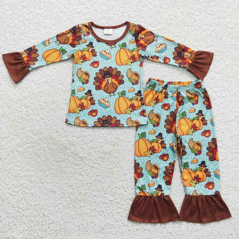 GLP0684 toddler girl clothes turkey girl thanksgiving outfit