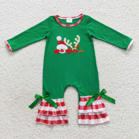 LR0395 baby girl clothes embroidery deer girl christmas romper