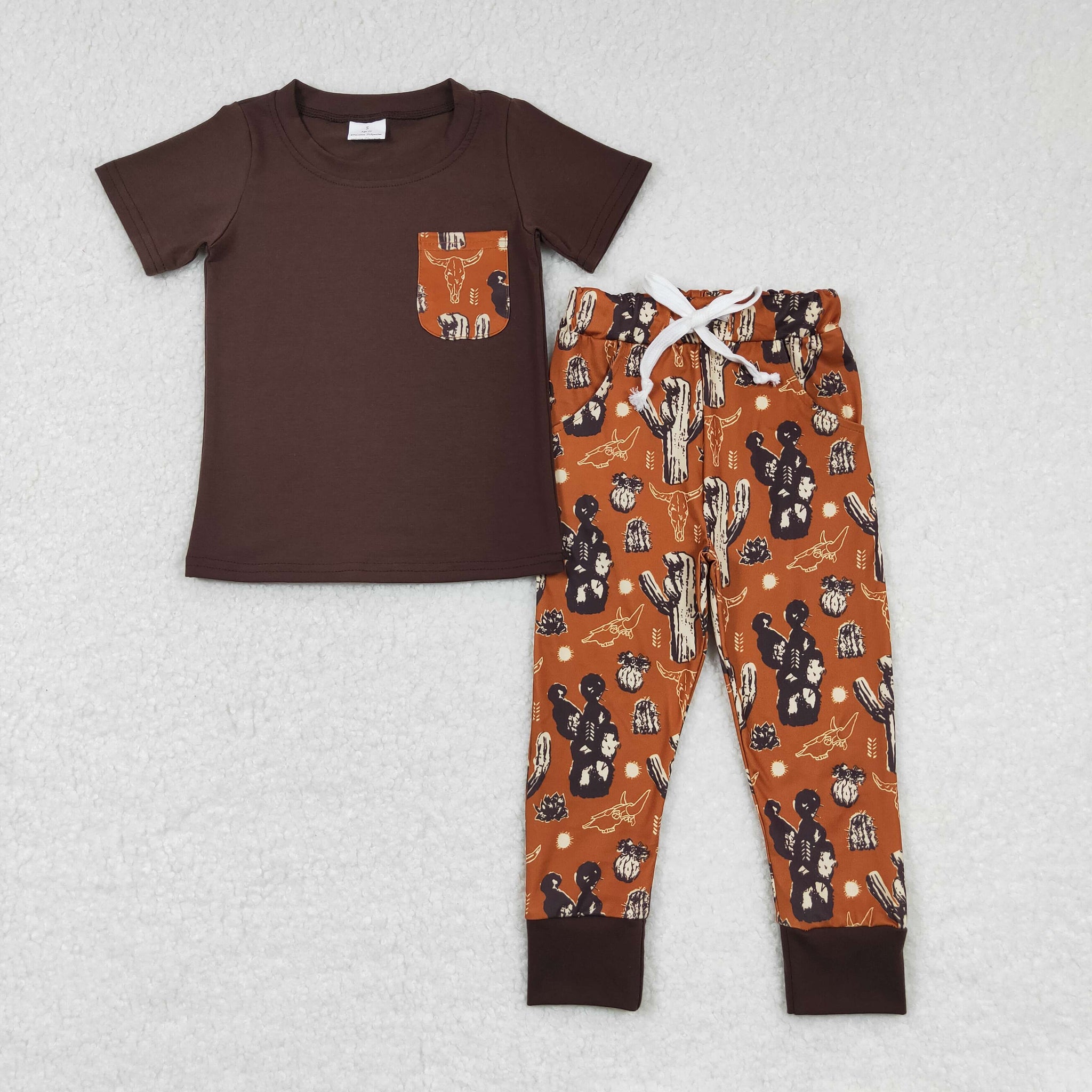 BSPO0165 baby boy clothes boy western outfit brown fall spring outfits
