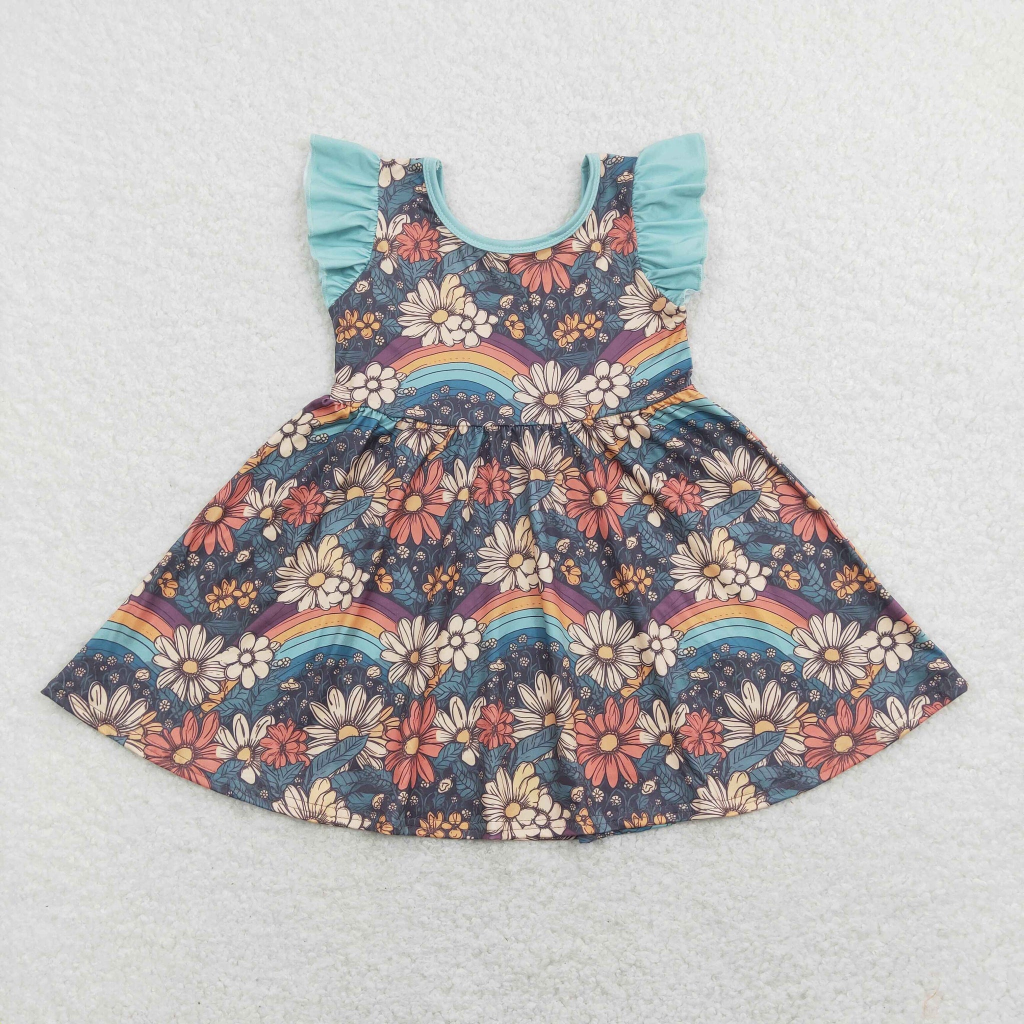GSD0734 baby girl clothes flowers rainbow girl summer dress